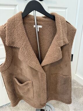 Maurices Plush Faux Shearling Vest in Camel